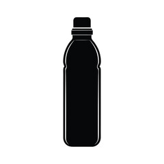 Silhouette of a Water Bottle on White Background