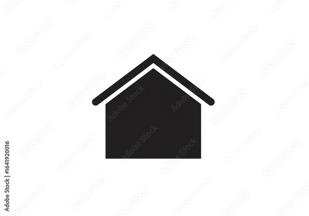 Poster a simple black house icon with a pointed roof on a white background in a minimalist style image