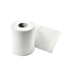 Fototapeta premium White toilet paper roll unrolled isolated on a transparent background hygiene
