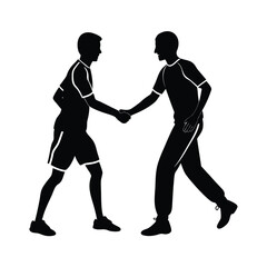 Silhouette of Players Shaking Hands
