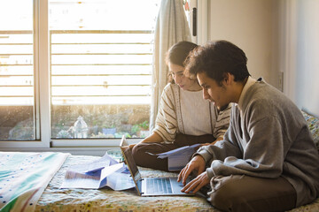 Couple swing dancers at home
