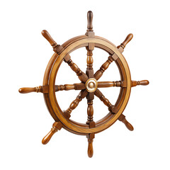 Wooden ship helm control isolated on white background isolated on a transparent background