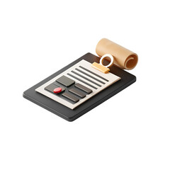 Approved tax document illustrated in high quality 3d style for finance and legal purposes
