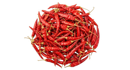 Naklejka premium Pile of dried red chili peppers isolated on transparent background