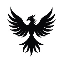 Phoenix Rising Silhouette on White