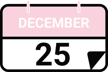 Christmas Day Calendar Icon. day on the calendar, vector image format, December 25