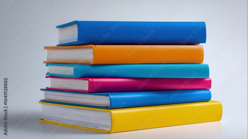 Aufkleber stack of colorful books for education and knowledge concepts - vibrant learning resources on white