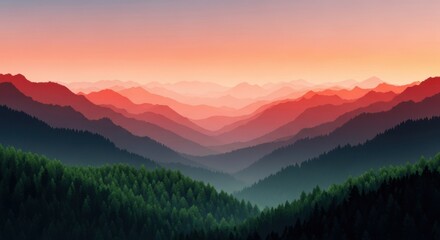 Fototapeta premium Majestic Mountain Range During Sunset With Hazy Layers