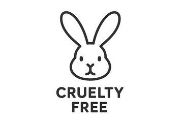 Obraz premium Cruelty free label with front view rabbit face icon, transparent background, concept of vegan product mark