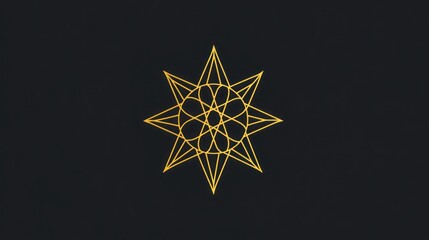 Golden geometric star design, dark background, spiritual symbol, website graphic