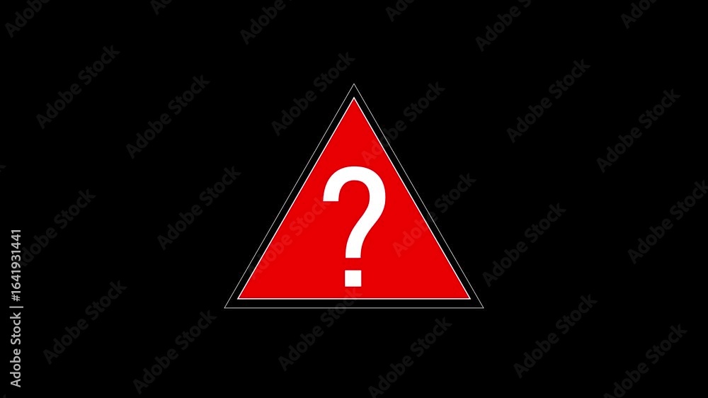 Poster red triangle warning sign with a white question mark on a black background