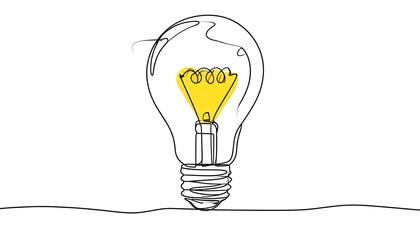 Single line drawing lightbulb idea