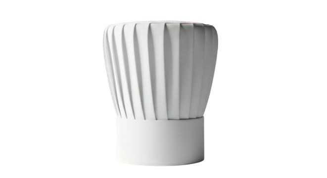 A pristine chef's hat, symbolizing culinary expertise and professionalism, transparent, ideal for representing the restaurant industry