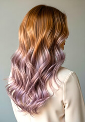 Naklejka premium Beautiful Long Wavy Hair with Gradient Color in Soft Light