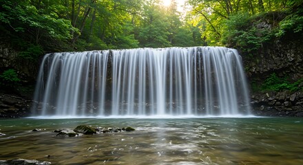 Obraz premium A closeup shot of Gostilje waterfall in the forest in Serbia - scenic perspective