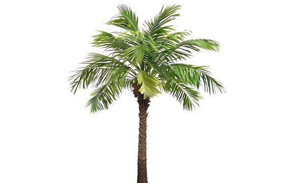 Tropical Palm Tree Isolated on White Background &ndash; Exotic Nature and Vacation Symbol