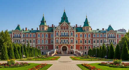 Fototapeta premium A beautiful shot of the Volga Manor during the day in Harbin, China