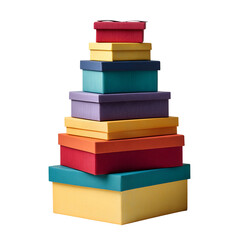 Stack of colorful gift boxes isolated on transparent background, a collection of presents for birthdays, christmas, and other celebrations, a surprise for any occasion