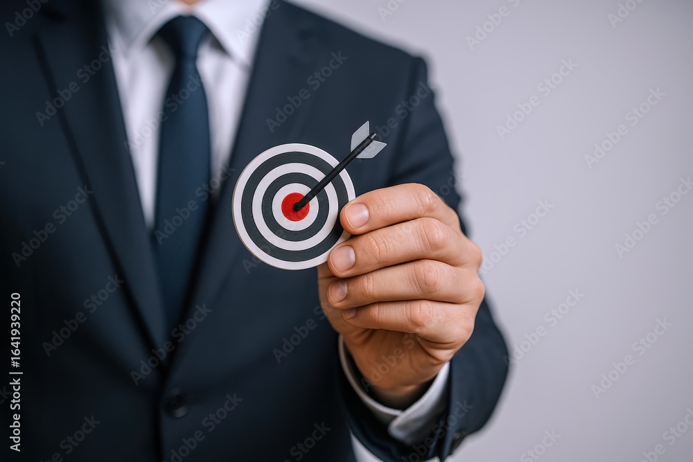 Poster focused professional: achieving business goals with a precise target strategy and sharp accuracy