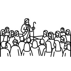 Religious leader speaking to a crowd in traditional attire  icon Catholic Religion Outline Icons