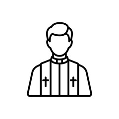 Priest in religious attire with crosses on the vestments  icon Catholic Religion Outline Icons