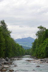 Obraz premium The Alpine panorama in Gartenau village, Salzburg, Austria 