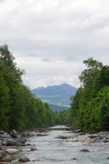 The Alpine panorama in Gartenau village, Salzburg, Austria    