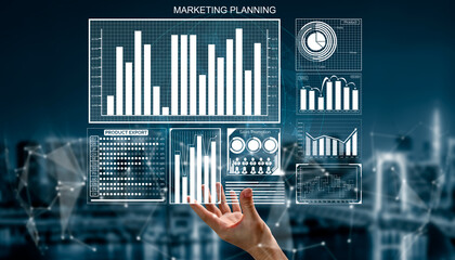 A digital representation of marketing analytics and graphs showcases hands reaching out. This image illustrates data-driven decision-making and strategic planning in business environments. Impute