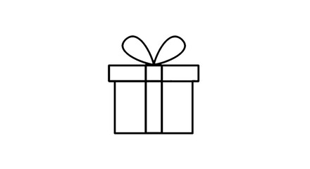 Gift Box Line Art Icon, Present Outline Symbol