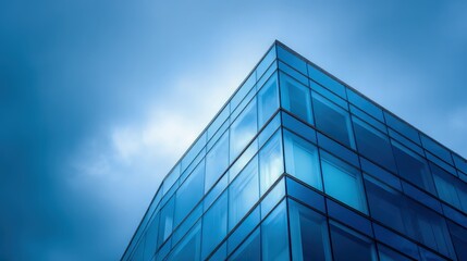 Modern Glass Building Corner with Blue Sky: Architecture, Design, and Sustainable Urban Development