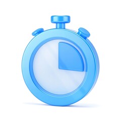Obraz premium Blue 3d stopwatch icon with partial time displayed