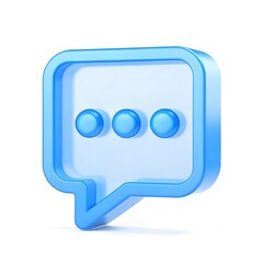 Fototapeta premium 3d blue chat bubble icon with three pulsing dots representing typing or thinking