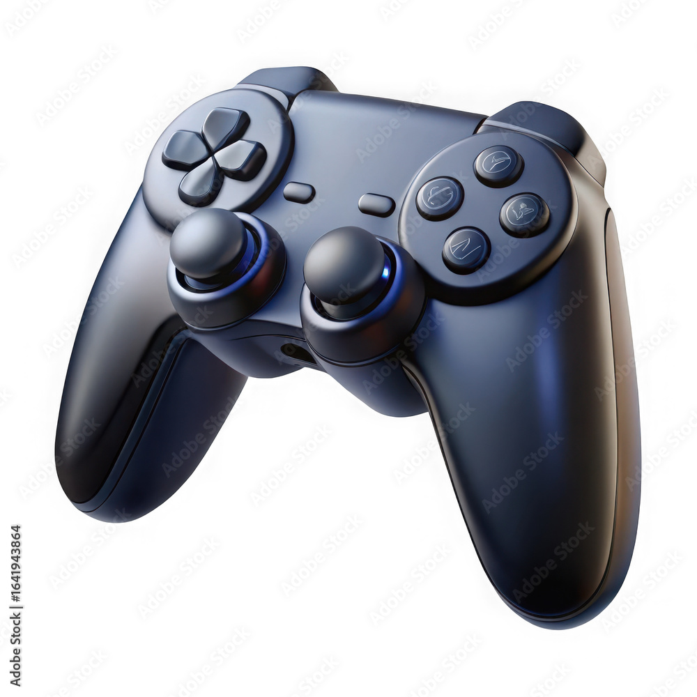 Poster 3d gaming controller with realistic texture isolated on transparent background