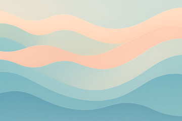 Soft pastel wave background, abstract flowing layered pattern in blue peach cream tones, minimal aesthetic digital paper texture, fluid art design for wall decor, web graphics, presentation templates
