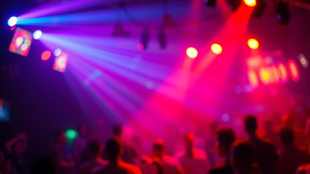 Vibrant nightclub scene with dynamic lighting and energetic atmosphere, capturing modern nightlife.