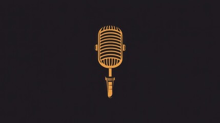 Retro microphone graphic design, simple illustration, dark background, for music, podcast, or audio branding