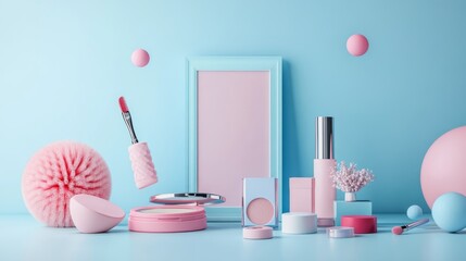 Online shopping for beauty and fashion products.  A 3D image.
