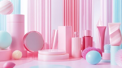 Online shopping for beauty and fashion products.  A 3D image.
