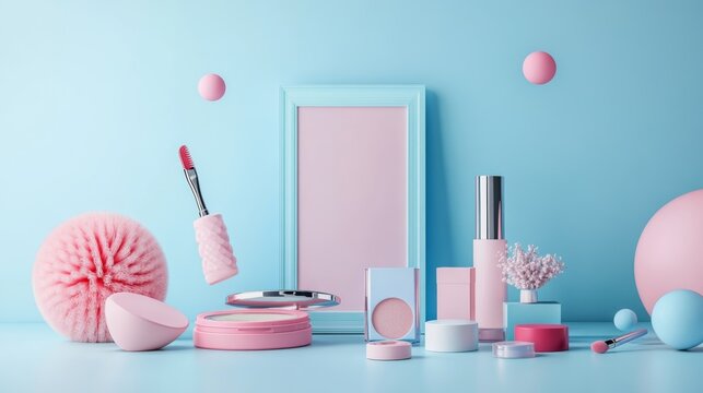 Online shopping for beauty and fashion products. A 3D image.
- Powered by Adobe