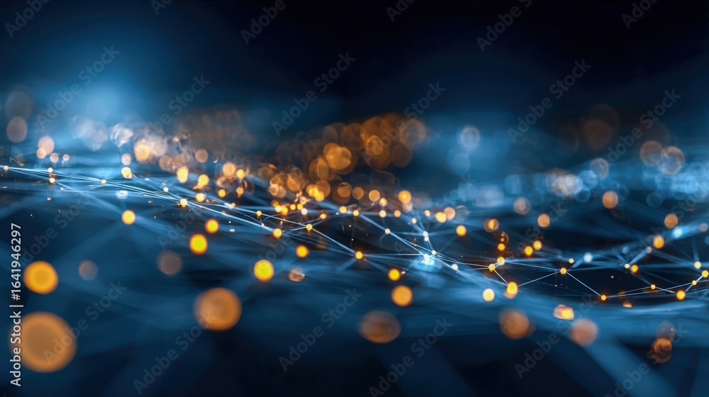 Poster abstract network connection background with glowing nodes, perfect for technology, science and futur