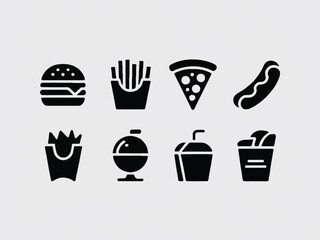 Fast Food Icons Set hamburger french fries