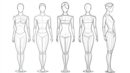 Simple line drawings of mannequins for websites.
