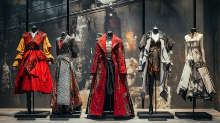 Stylish clothes on display.
