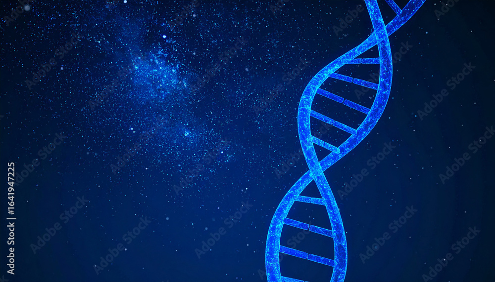 Poster dna helix structure in blue light: a captivating visual representation of the dna helix, illuminated