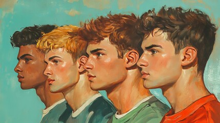 Young men, illustrated.
