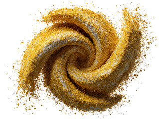 Isolated Swirl of Yellow Granules on Transparent Background