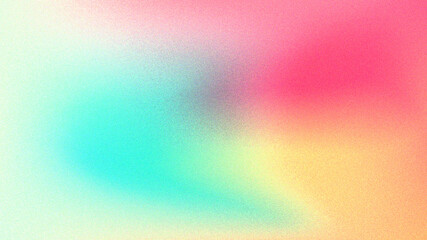 Vibrant rainbow, orange blue teal white psychedelic grainy gradient color flow wave on black background, music cover dance party poster design.