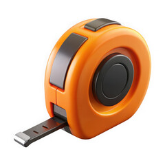 3d orange measuring tape tool isolated on transparent background
