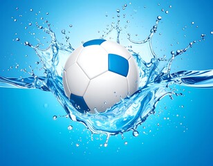 Fototapeta premium Soccer ball splashing in water