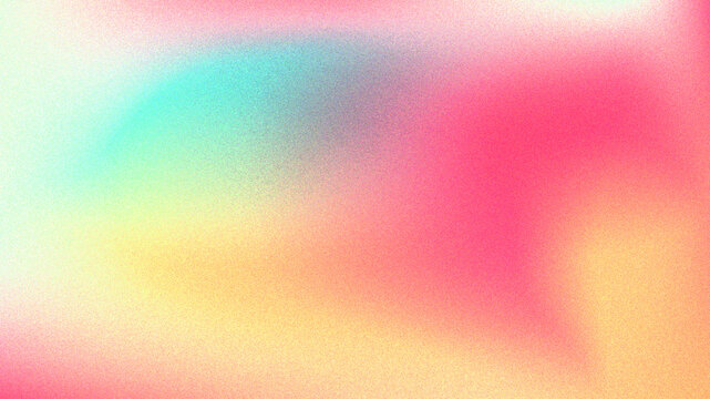 Vibrant rainbow, orange blue teal white psychedelic grainy gradient color flow wave on black background, music cover dance party poster design.